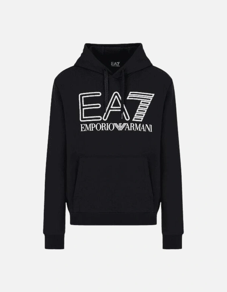 Cotton Hollow Logo Pullover Black Hoodie