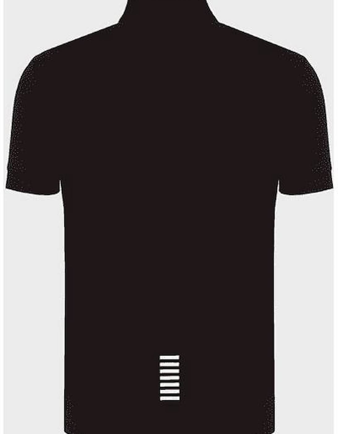 Cotton Print Logo Short Sleeve Black Polo Shirt