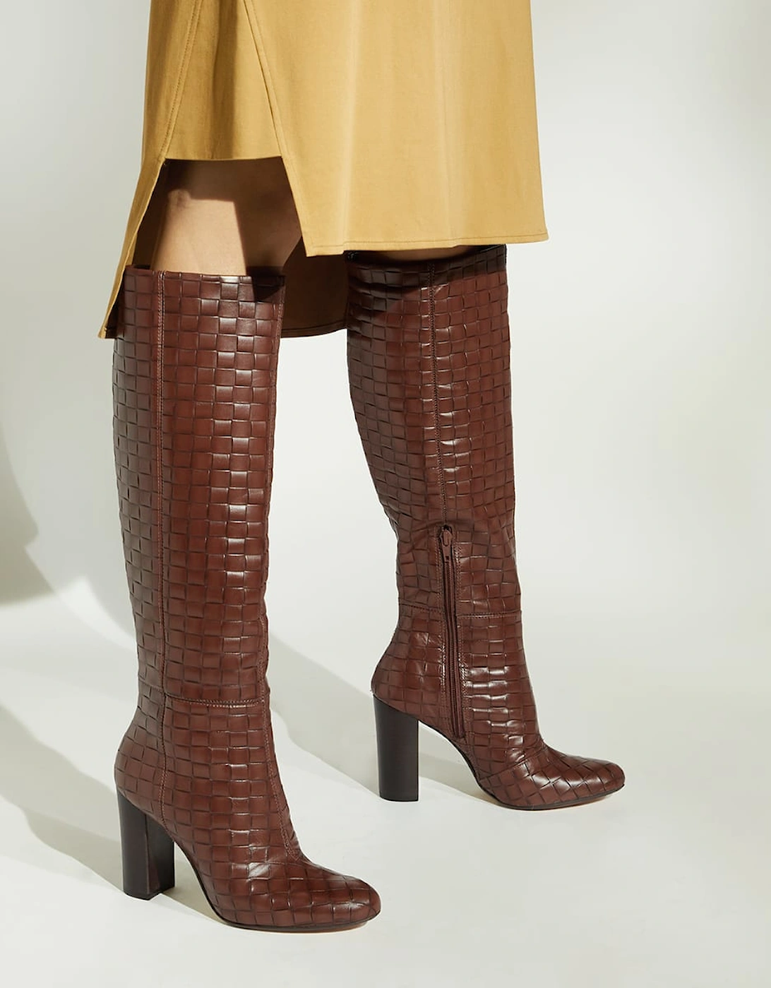 Ladies Sonoma - Woven-Leather Knee-High Boots