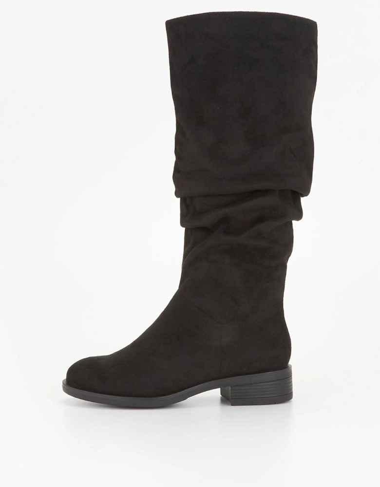 Wide Fit Comfort Slouch Knee Boot With Wider Fitting Calf - Black
