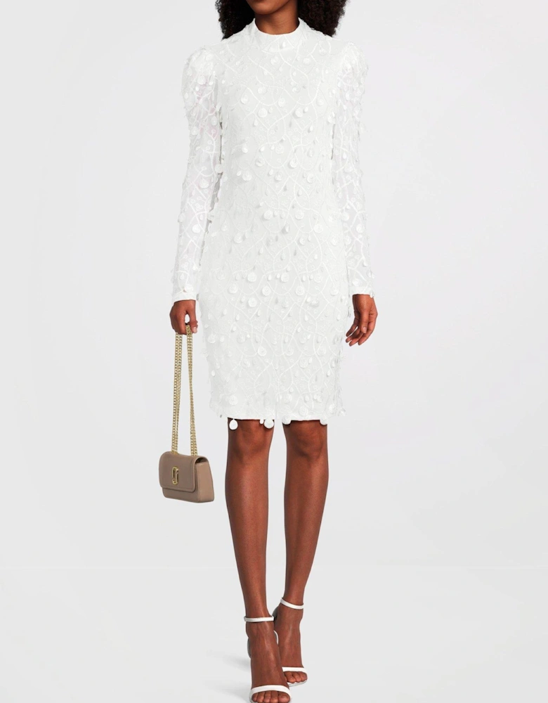 Embellished Mini Dress - White