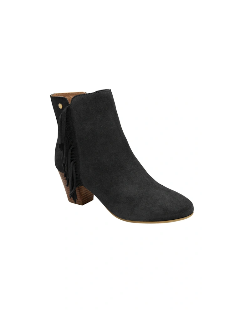 Laxey Black Suede Western Ankle Boot