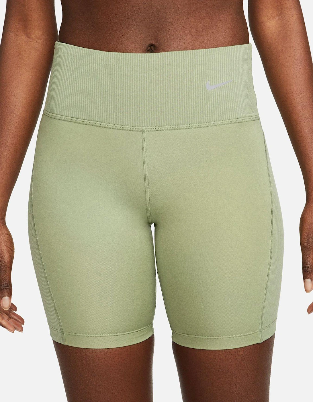Tight Mid-rise Ribbed-panel Running Shorts - Green, 7 of 6