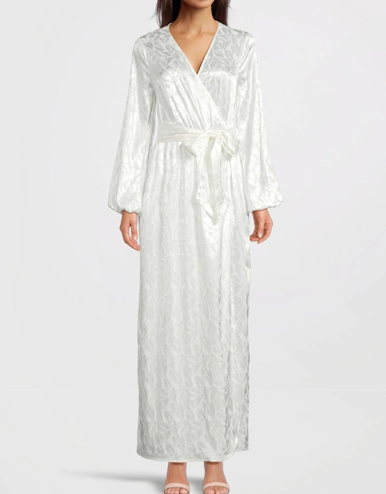 Jacquard Wrap Maxi Dress - White