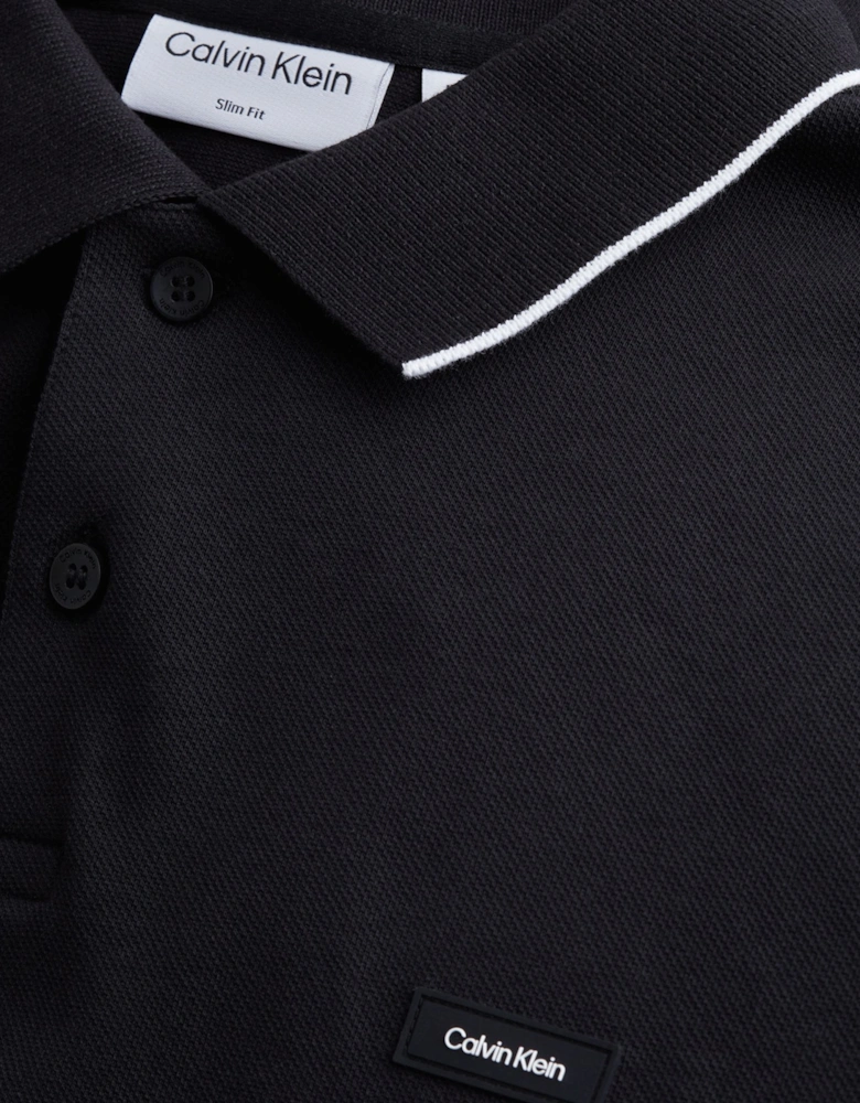 Stretch Pique Tippin Polo Shirt Black