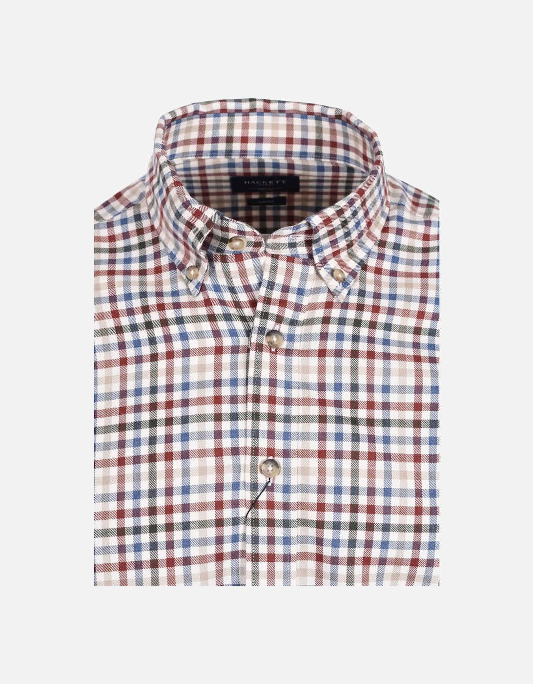 Flannel 3 Col Gingham Check Shirt Burgundy/Blue/Green