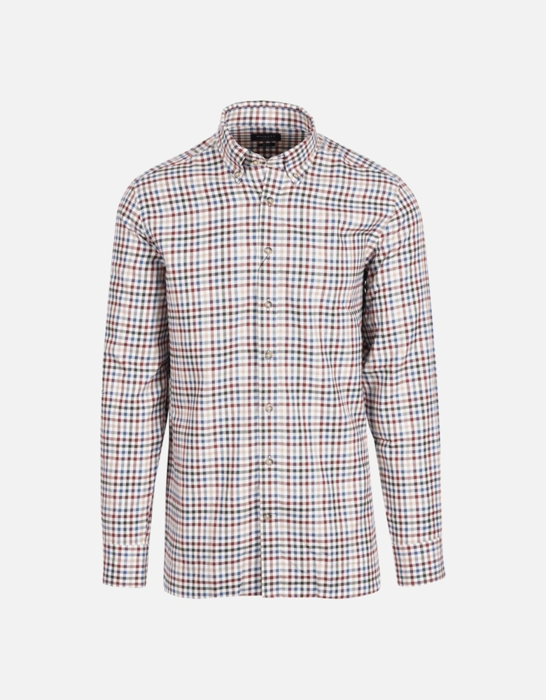 Flannel 3 Col Gingham Check Shirt Burgundy/Blue/Green