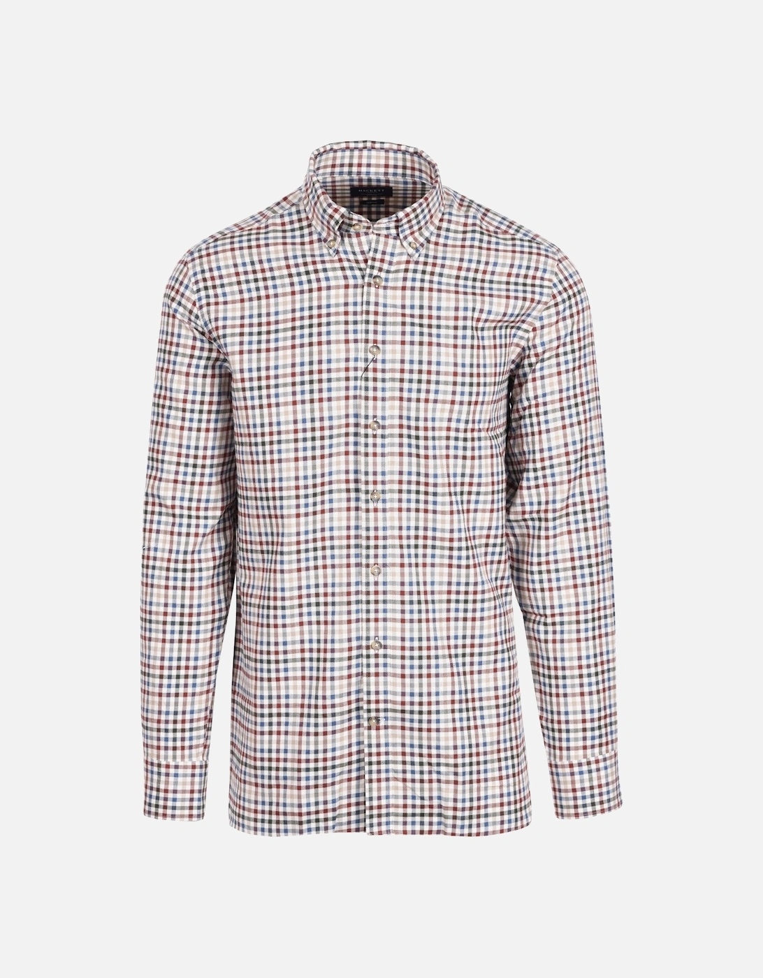Flannel 3 Col Gingham Check Shirt Burgundy/Blue/Green, 4 of 3