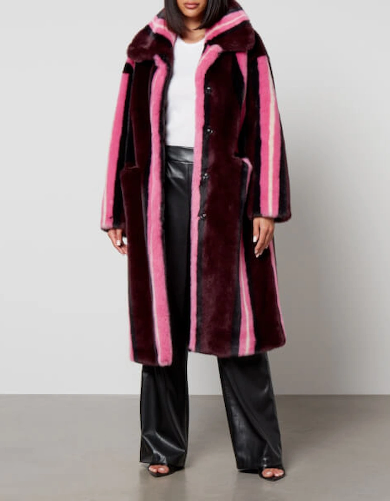 Kelly Striped Faux Fur Coat