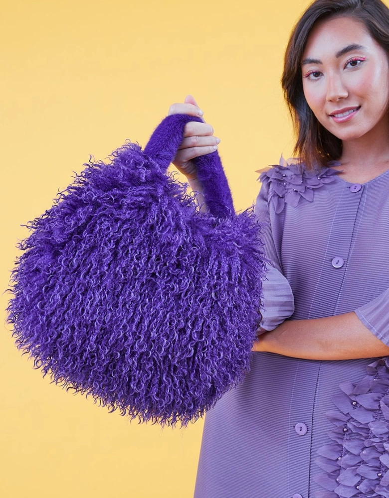 Purple Bamboo Eco Faux Fur Bag