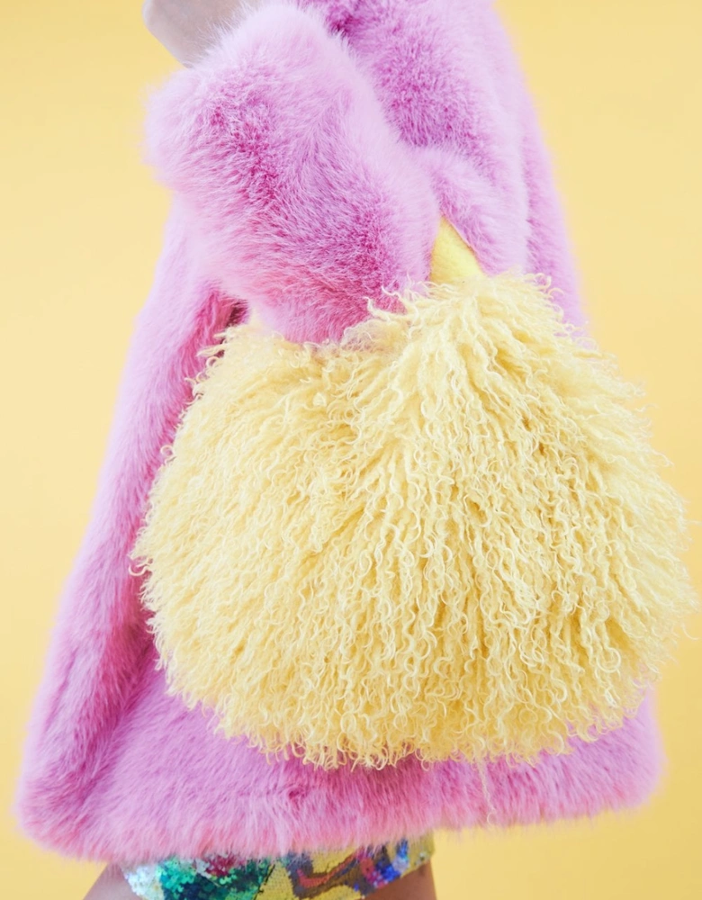 Yellow Bamboo Eco Faux Fur Bag