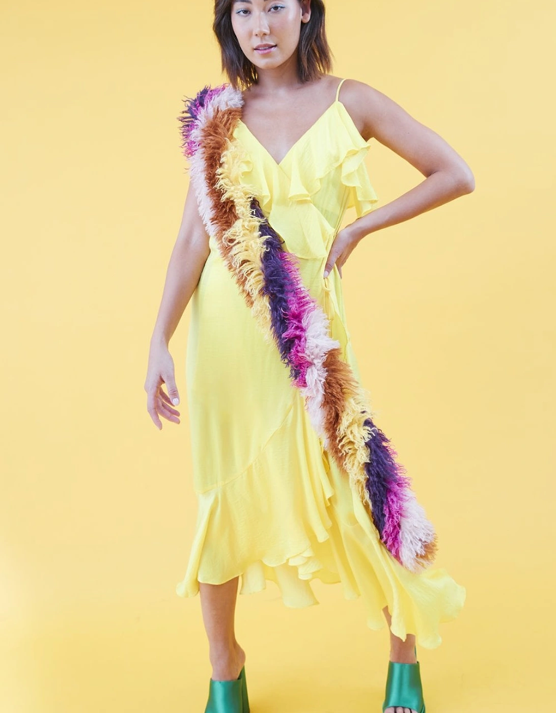 Yellow Silk Blend Maxi Ruffle Dress, 6 of 5