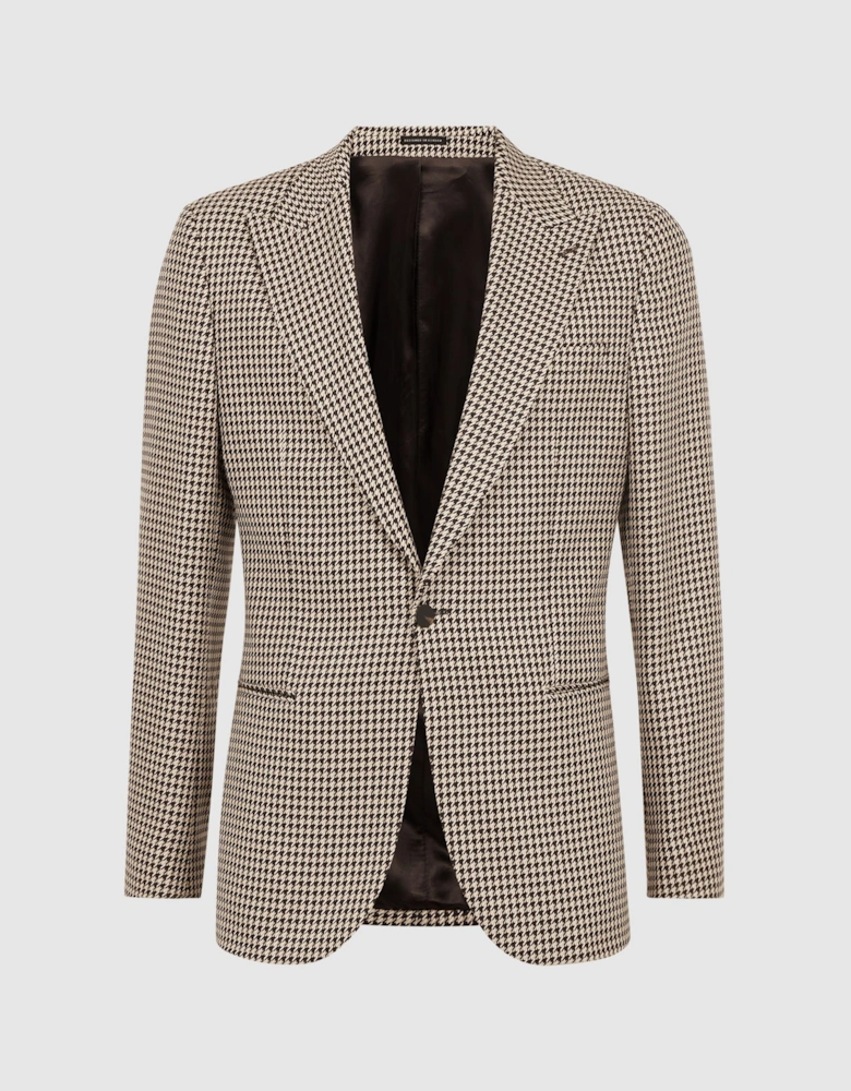 Slim Fit Single Breasted Dogtooth Blazer