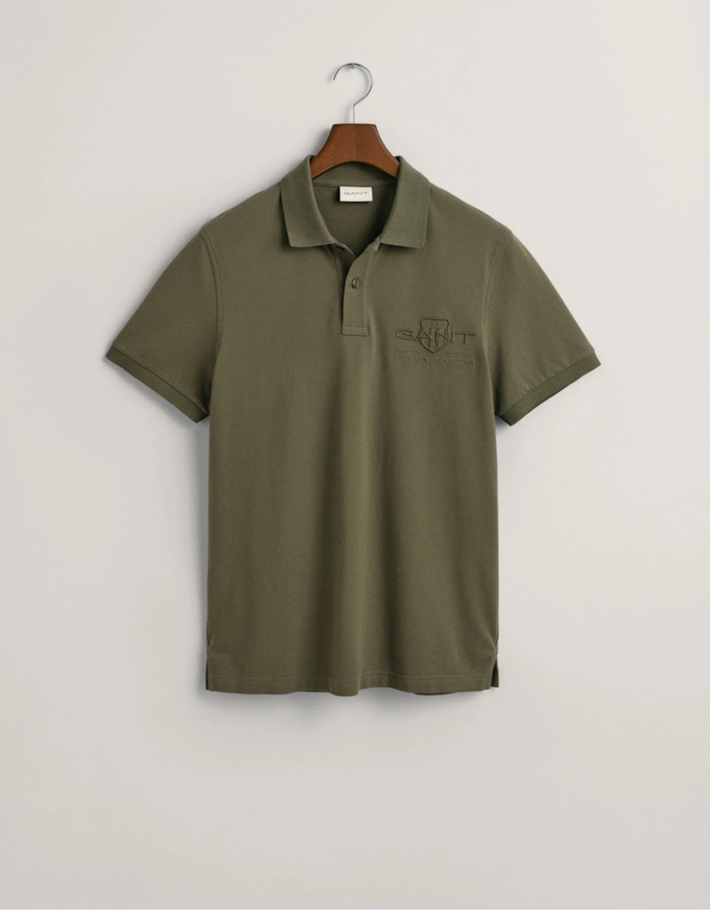 Green Tonal Shield Polo Shirt