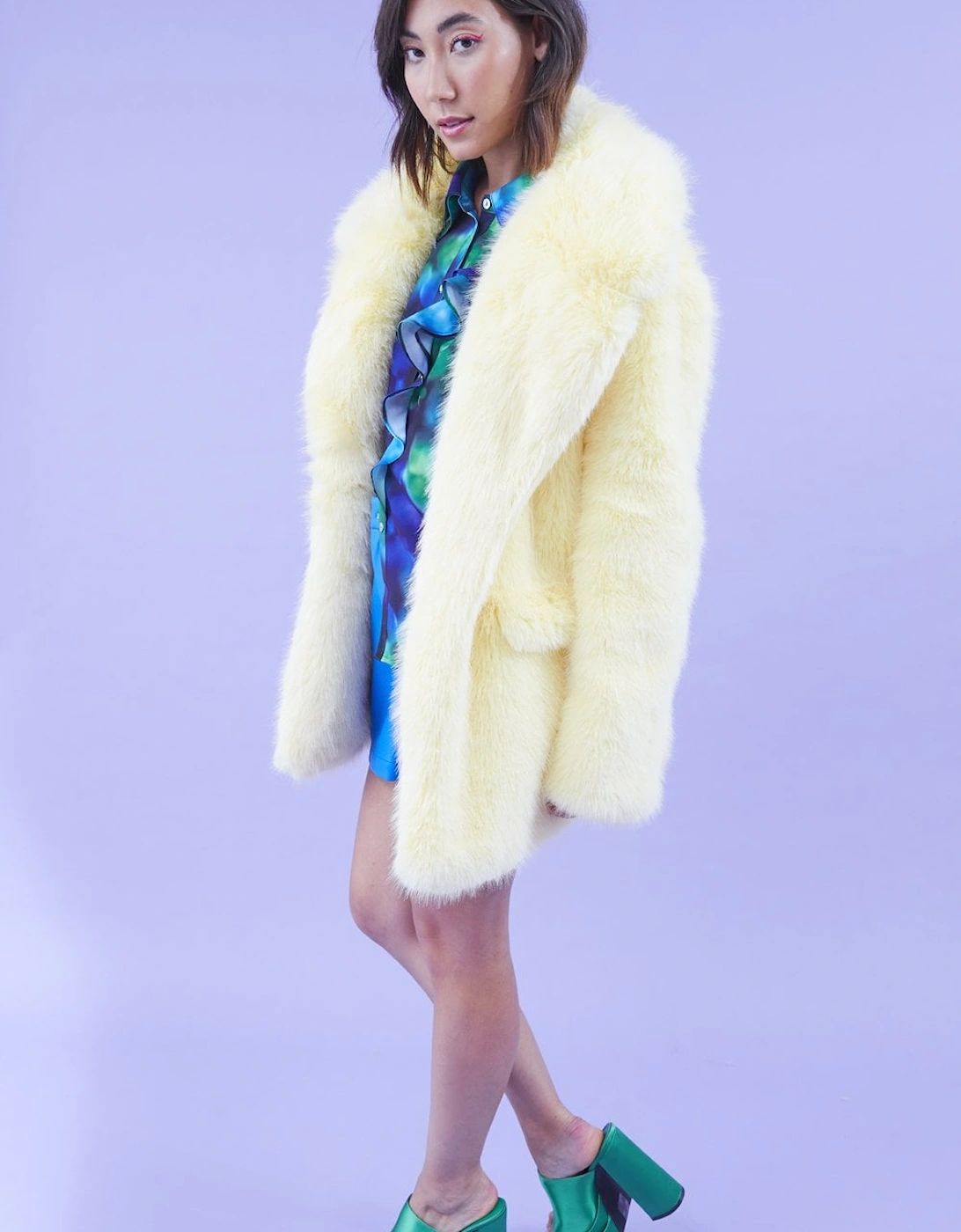 Faux Fur Yellow Midi Coat, 4 of 3