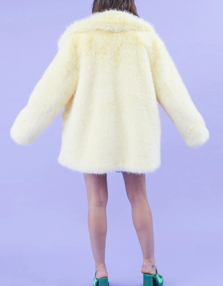 Faux Fur Yellow Midi Coat