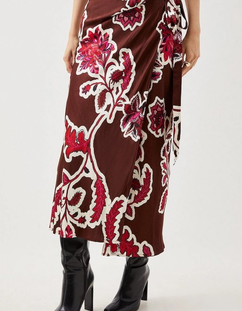 Batik Viscose Satin Woven Maxi Skirt