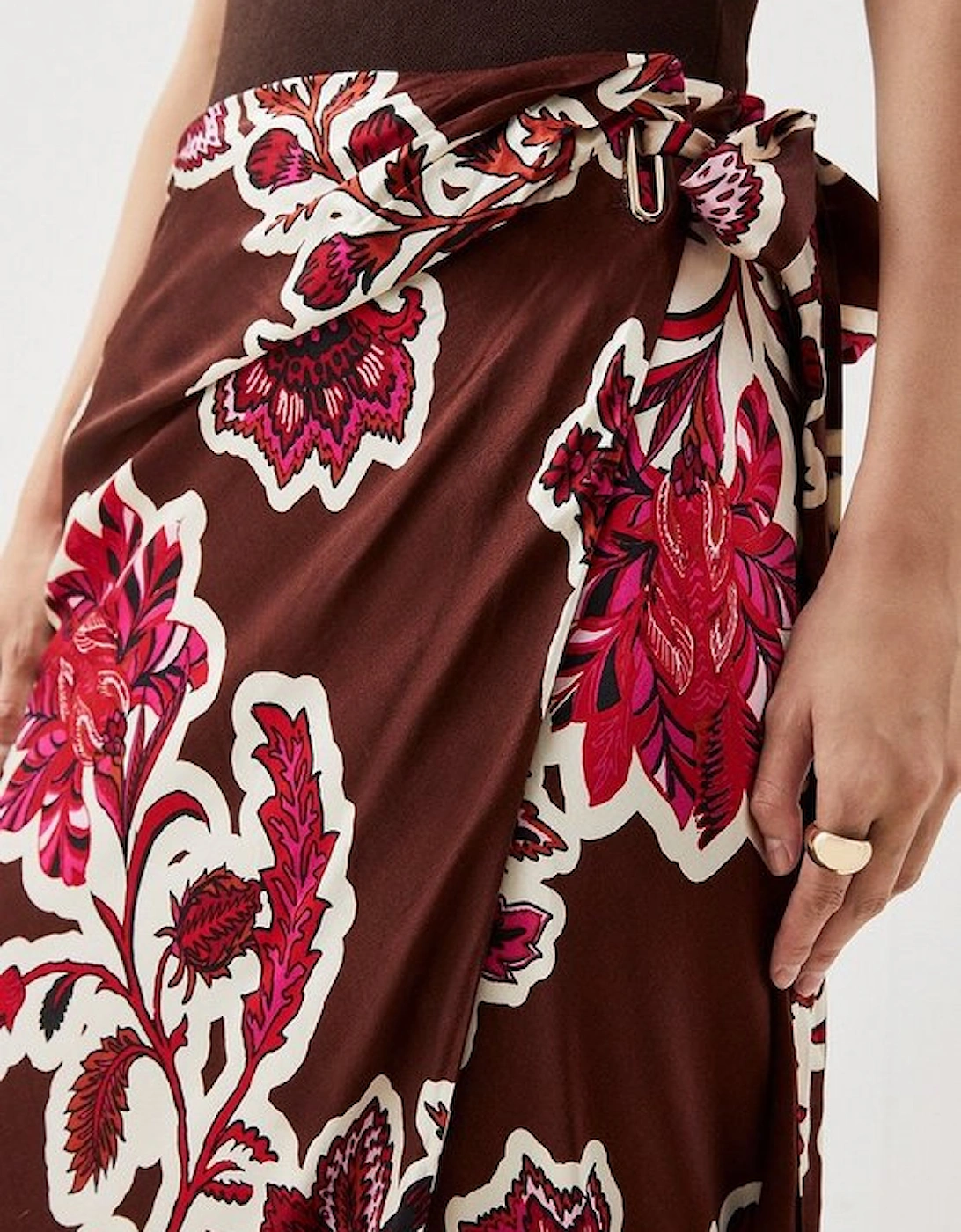 Batik Viscose Satin Woven Maxi Skirt