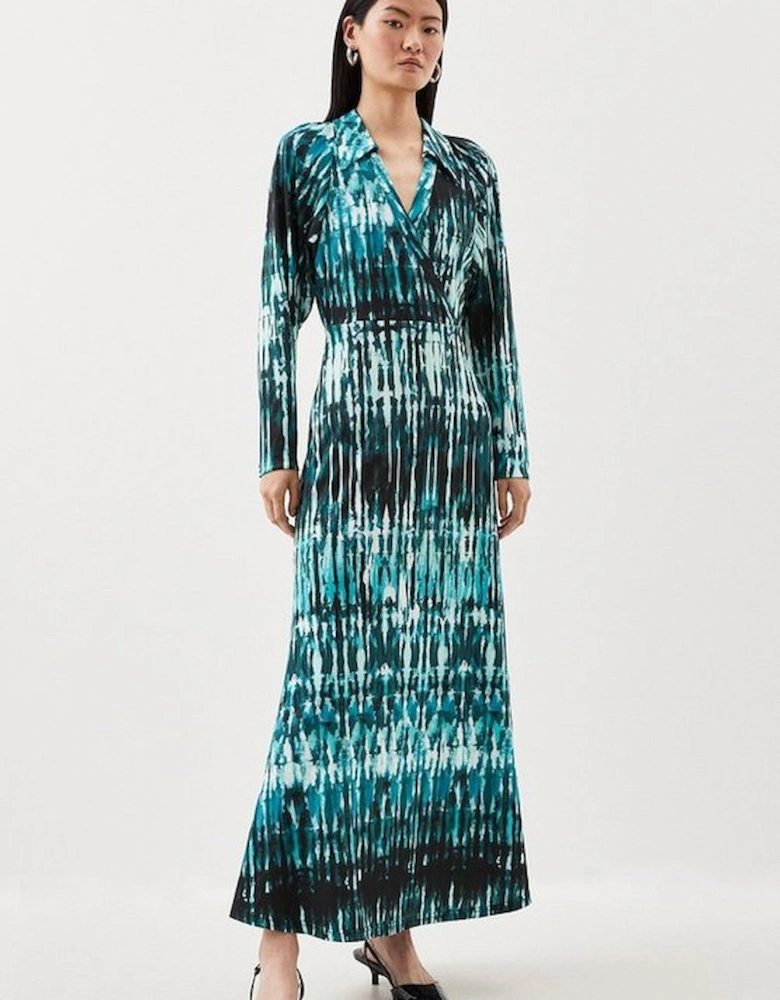Petite Abstract Print Jersey Maxi Wrap Dress