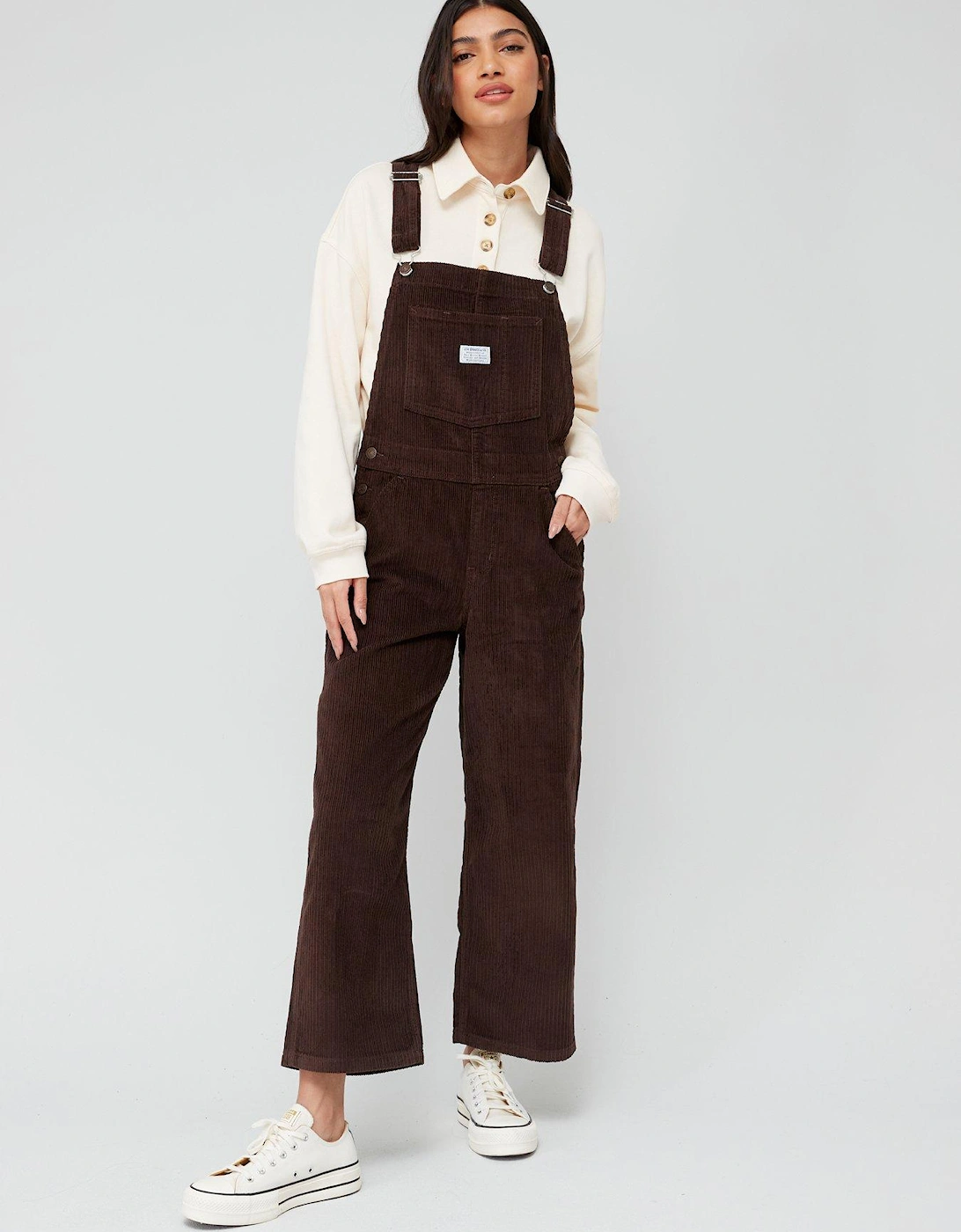 Wide Leg Cord Dungarees - Mole - Brown, 3 of 2