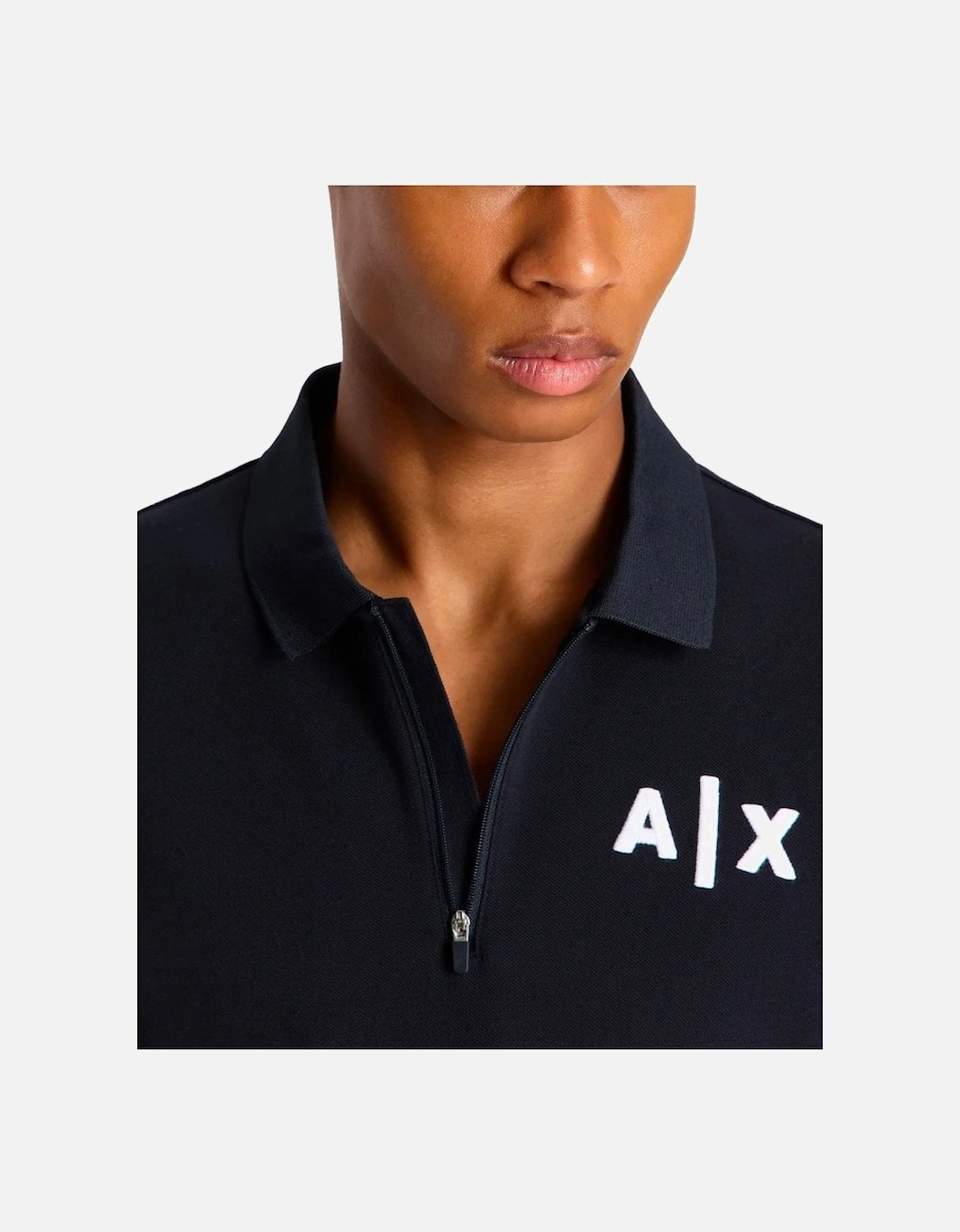 Jersey Zip Polo Shirt Navy