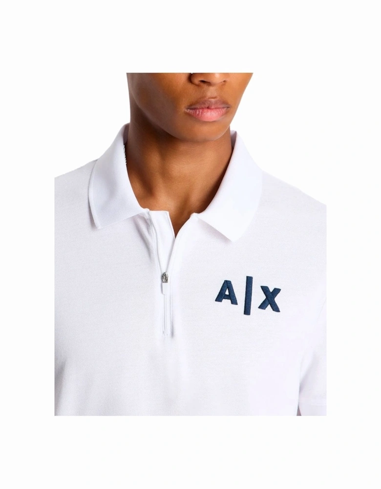 Jersey Zip Polo Shirt White