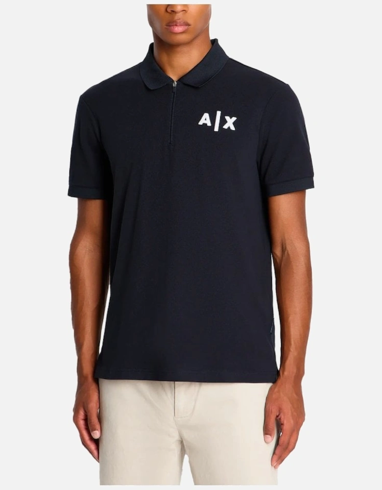 Jersey Zip Polo Shirt Navy