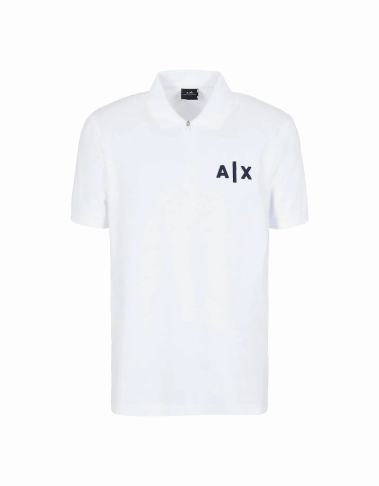 Jersey Zip Polo Shirt White