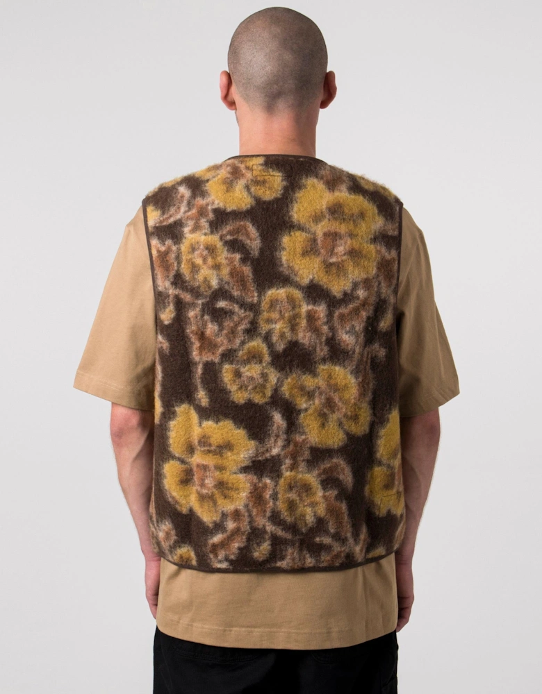 Flower Fleece Zip Gilet
