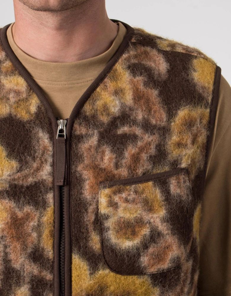 Flower Fleece Zip Gilet