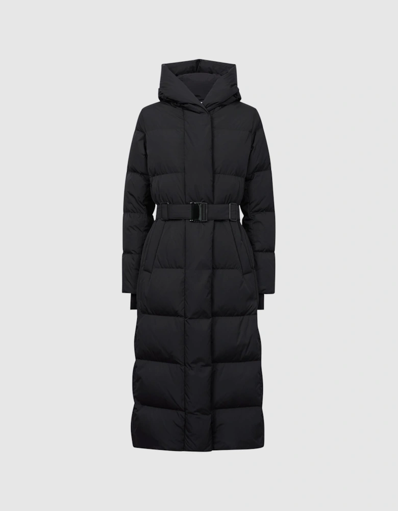 Long Belted Puffer Coat