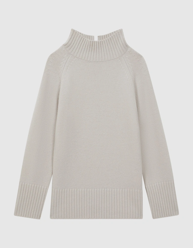 Casual Cashmere-Wool Funnel Neck Jumper