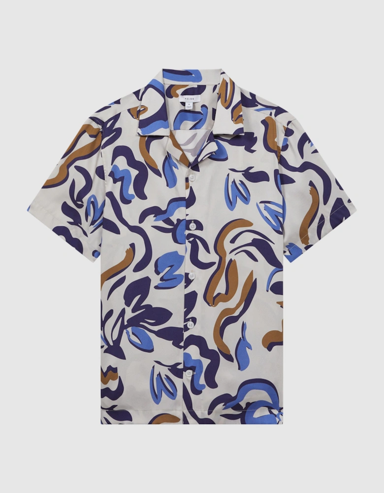 Abstract Print Cuban Collar Shirt