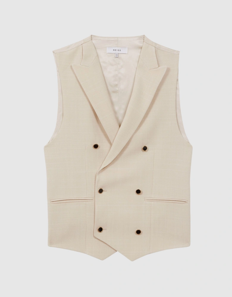 Slim Fit Textured Double Breasted Waistcoat