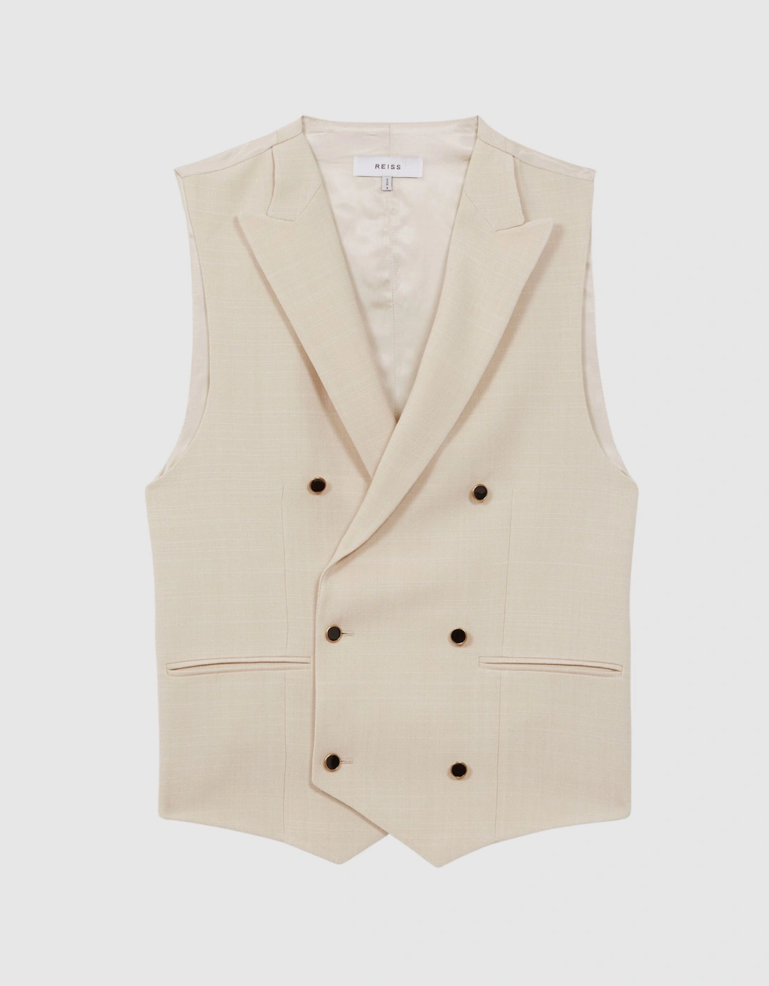 Slim Fit Textured Double Breasted Waistcoat, 2 of 1