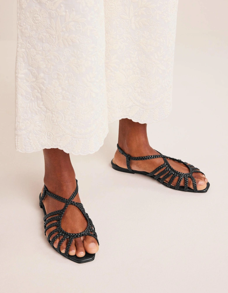 Woven Multistrap Flat Sandals