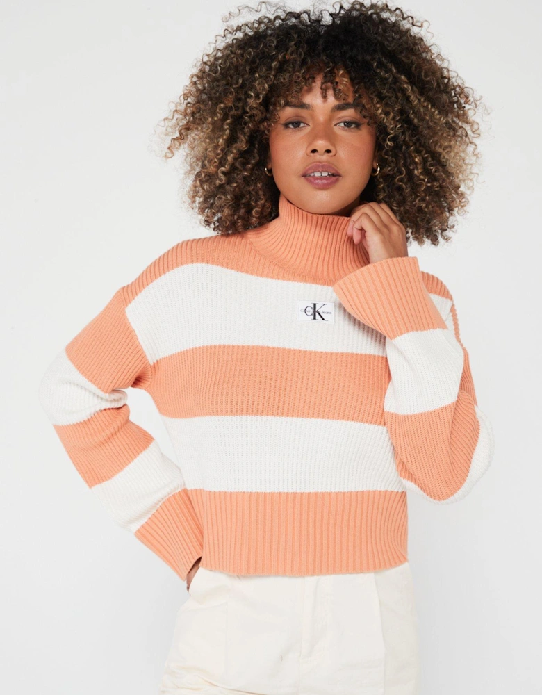 Logo Rib Stripe Jumper - Orange