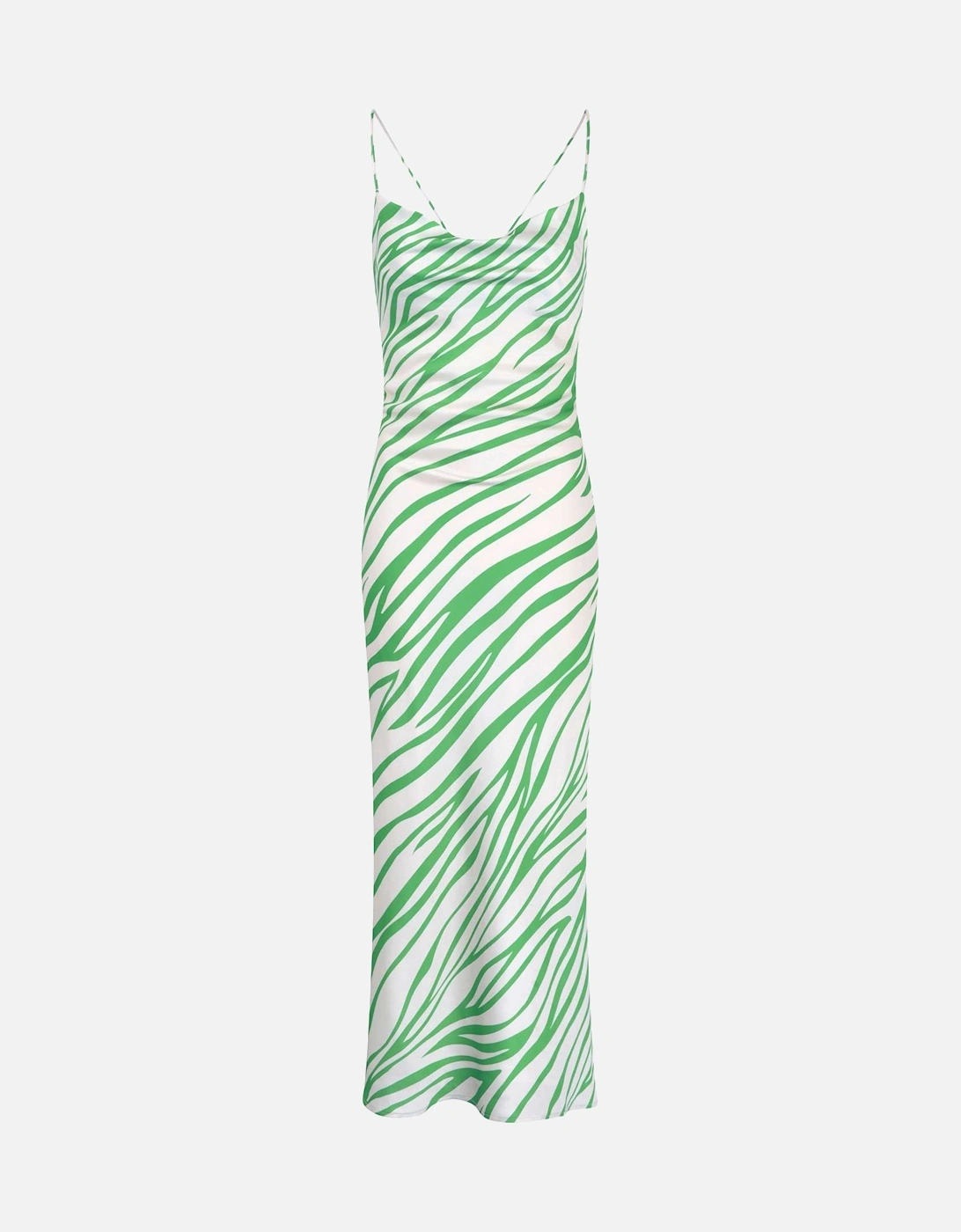 Riviera Midi Dress in Green & White Zebra
