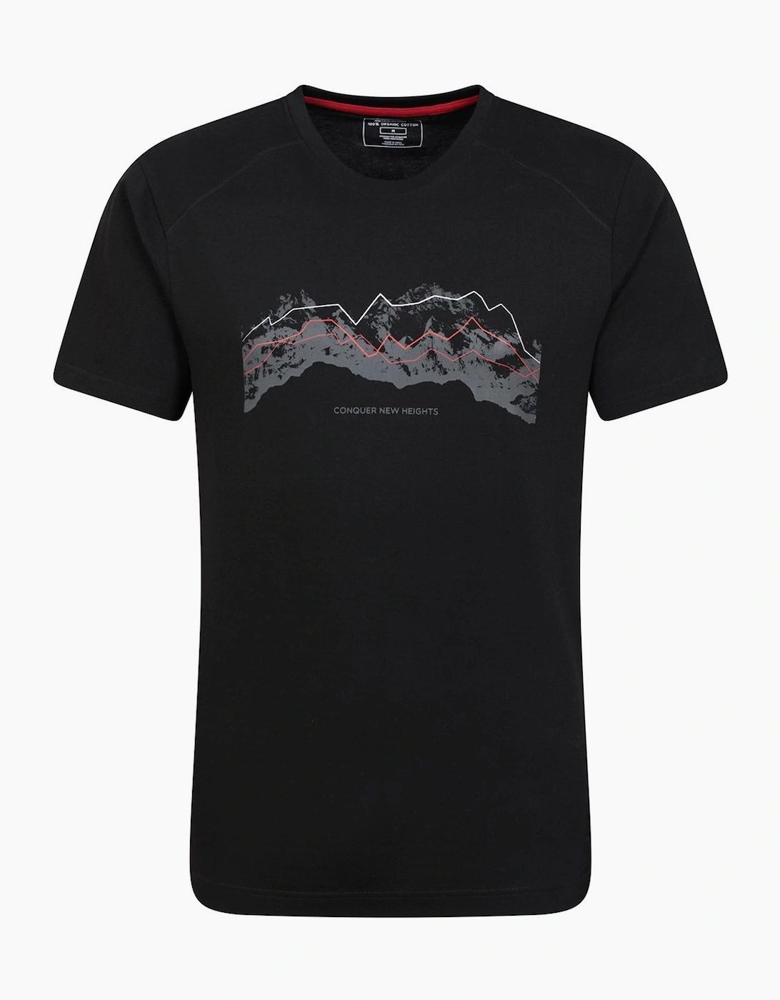Mountain Warehouse Men's Black Tech Mountains Organic T-Shirt - Size: 46