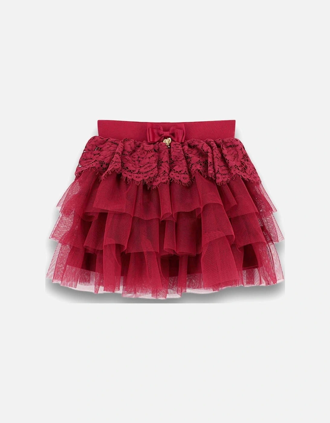 Deep Red Lace Skirt Set