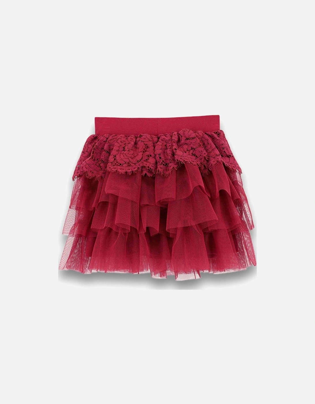 Deep Red Lace Skirt Set