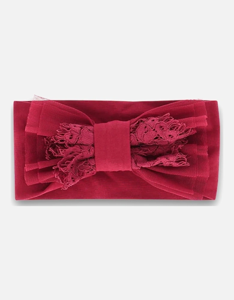 Deep Red Lace Bow Headband