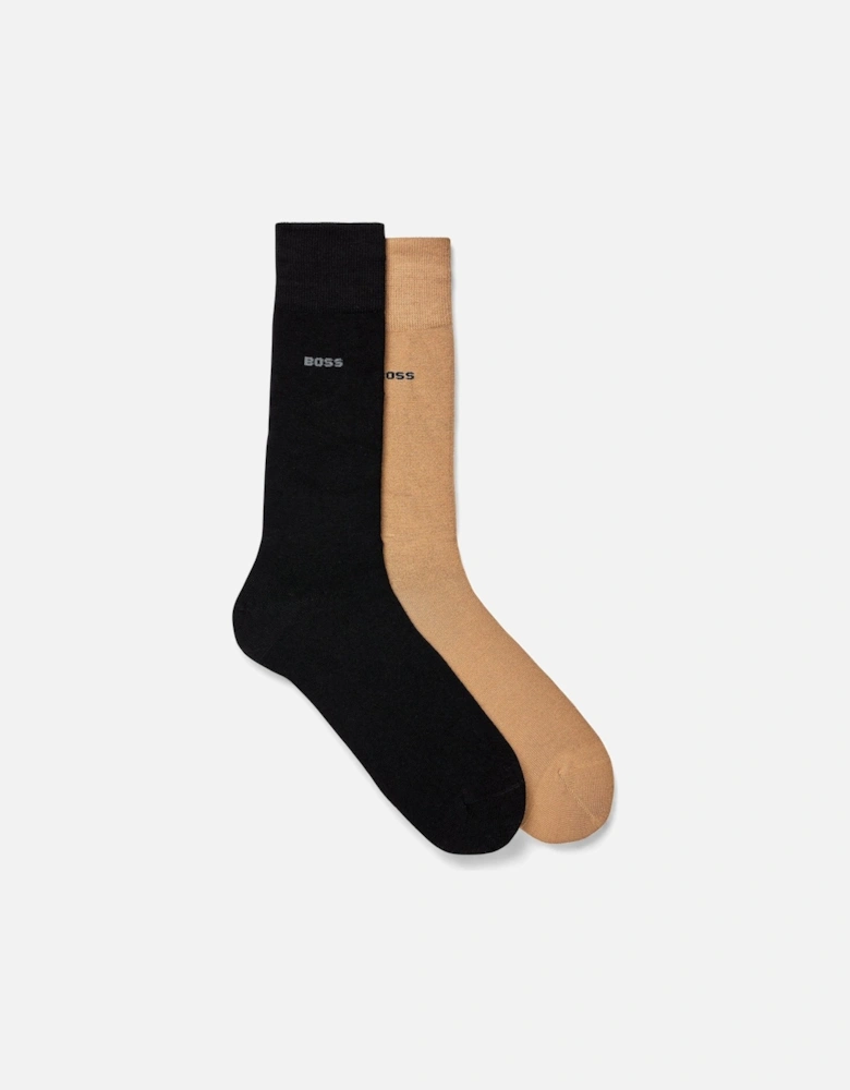 2 Pack VI Bamboo Socks Black/Beige