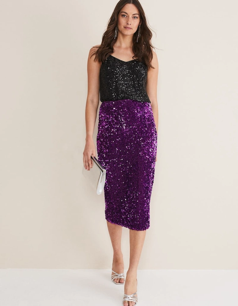 Elvira Sequin Midi Skirt