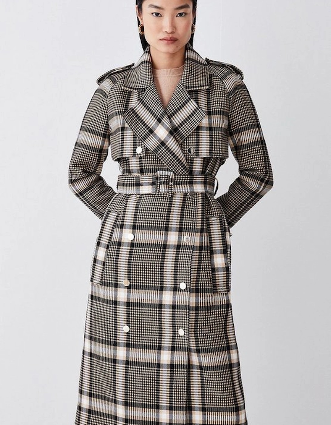 Italian Classic Check Tailored Trench Coat, 5 of 4