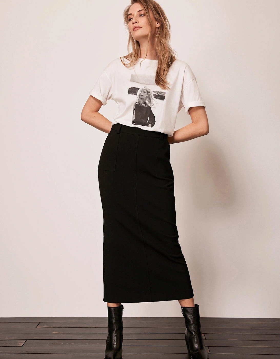 Black Structured Midaxi Skirt, 2 of 1