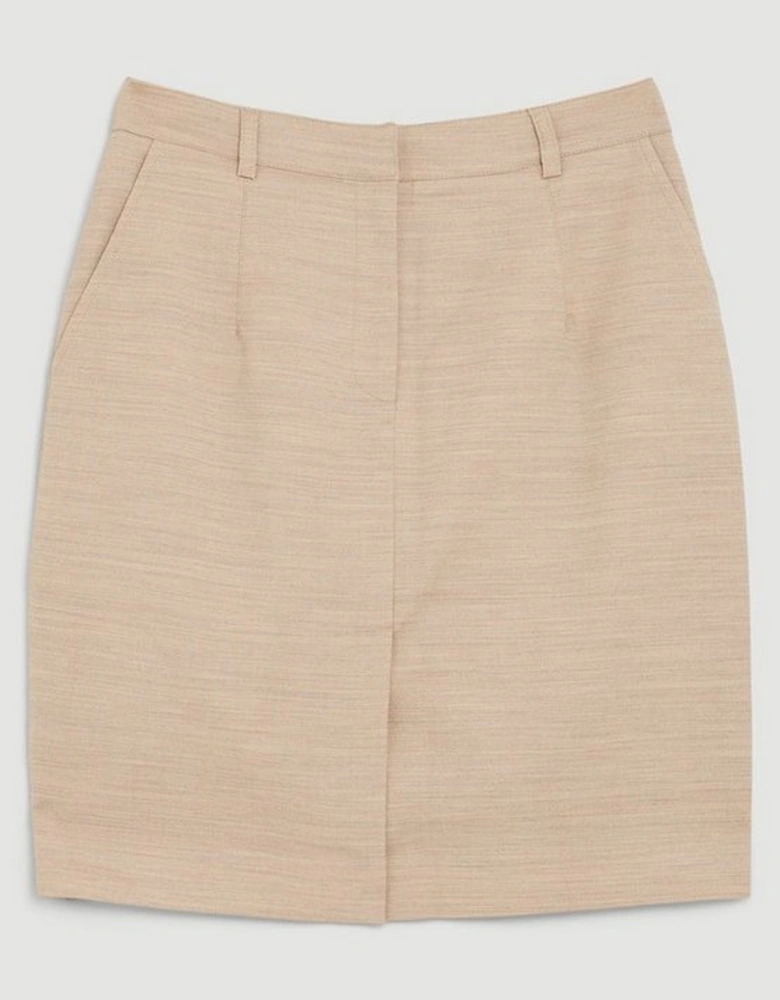 Wool Blend Column Tailored Pencil Skirt