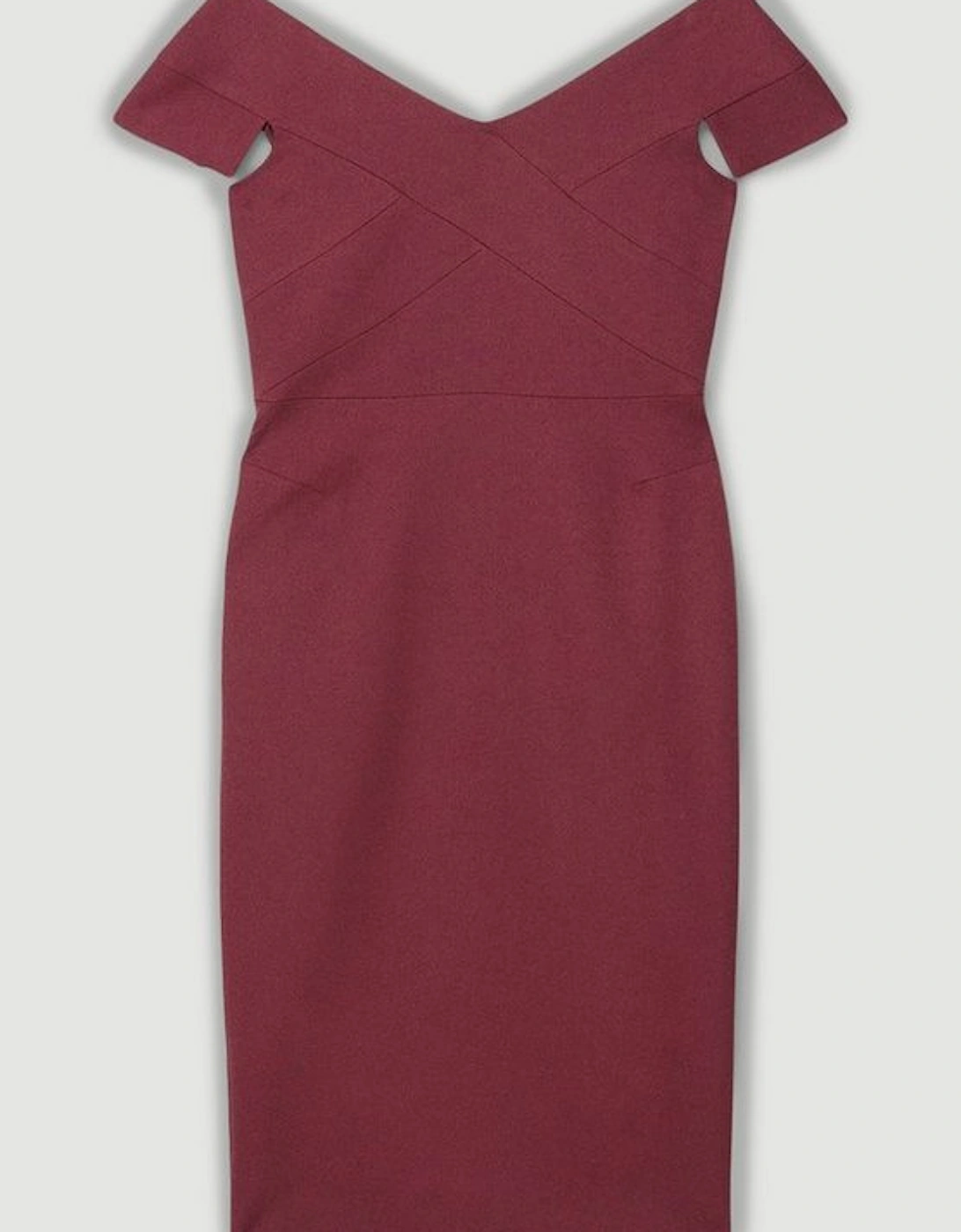 Petite Structured Crepe Tailored Cross Detail Midi Dress