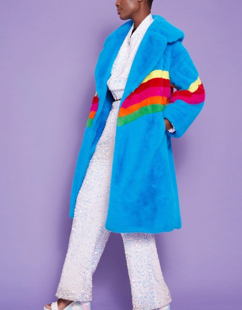 Handmade Eco Faux Fur Rainbow Coat