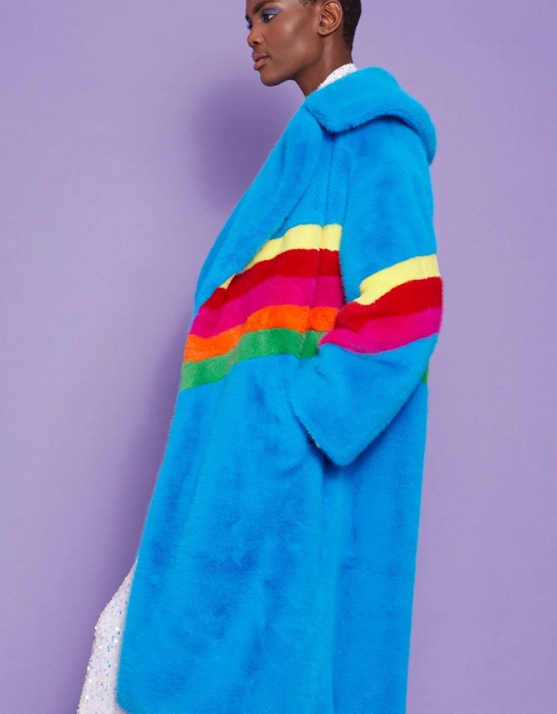 Handmade Eco Faux Fur Rainbow Coat